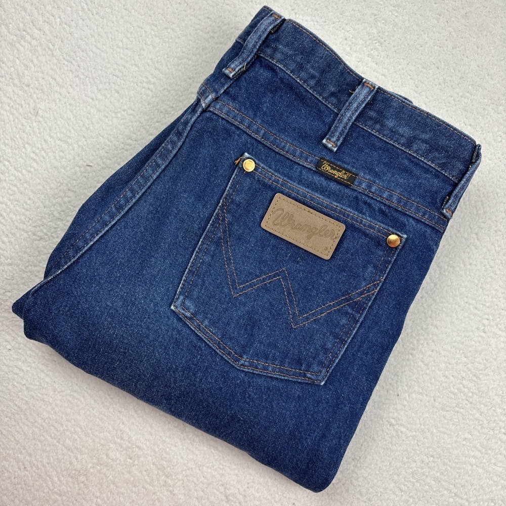 VINTAGE 90s WRANGLER Cowboy Cut Rigid Slim Fit Jeans Mens 34/32 Blue 936DEN EUC